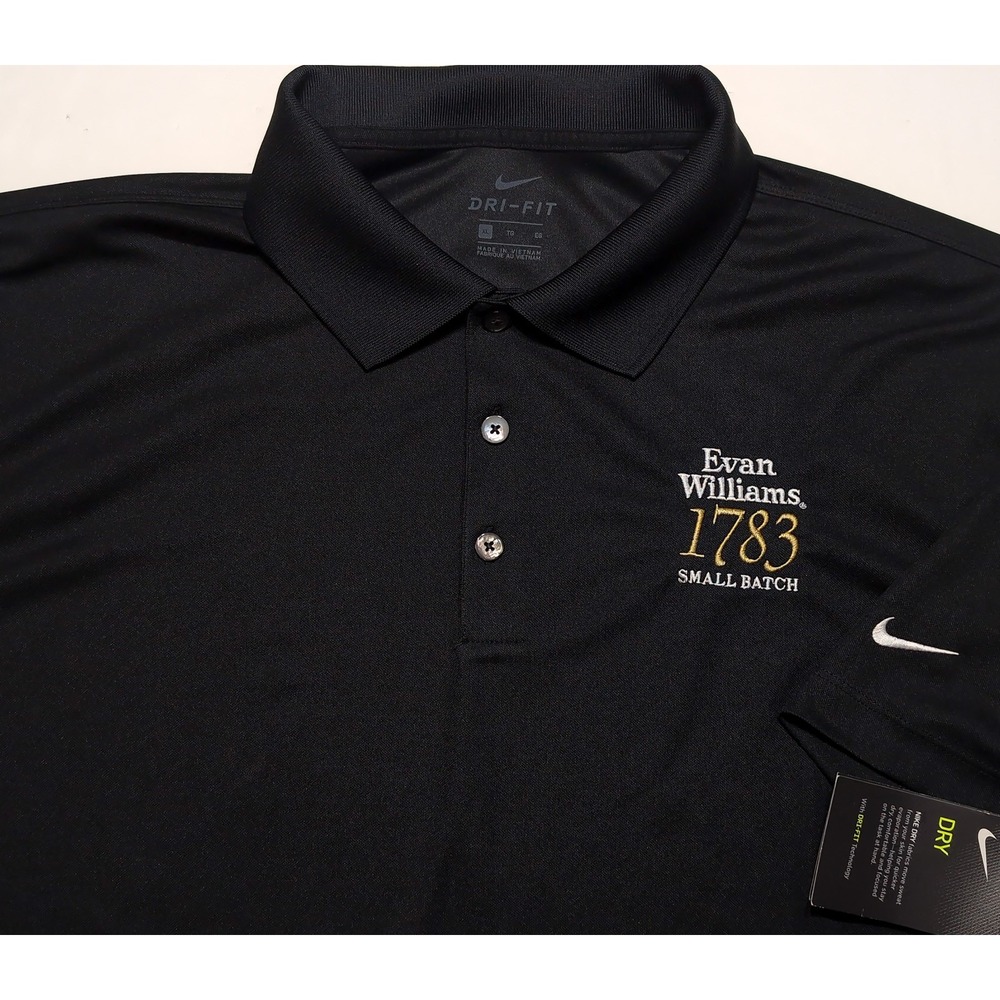 NIKE Evan Williams 1783 Small Batch Polo Shirt Mens XL Black Kentucky Bourbon